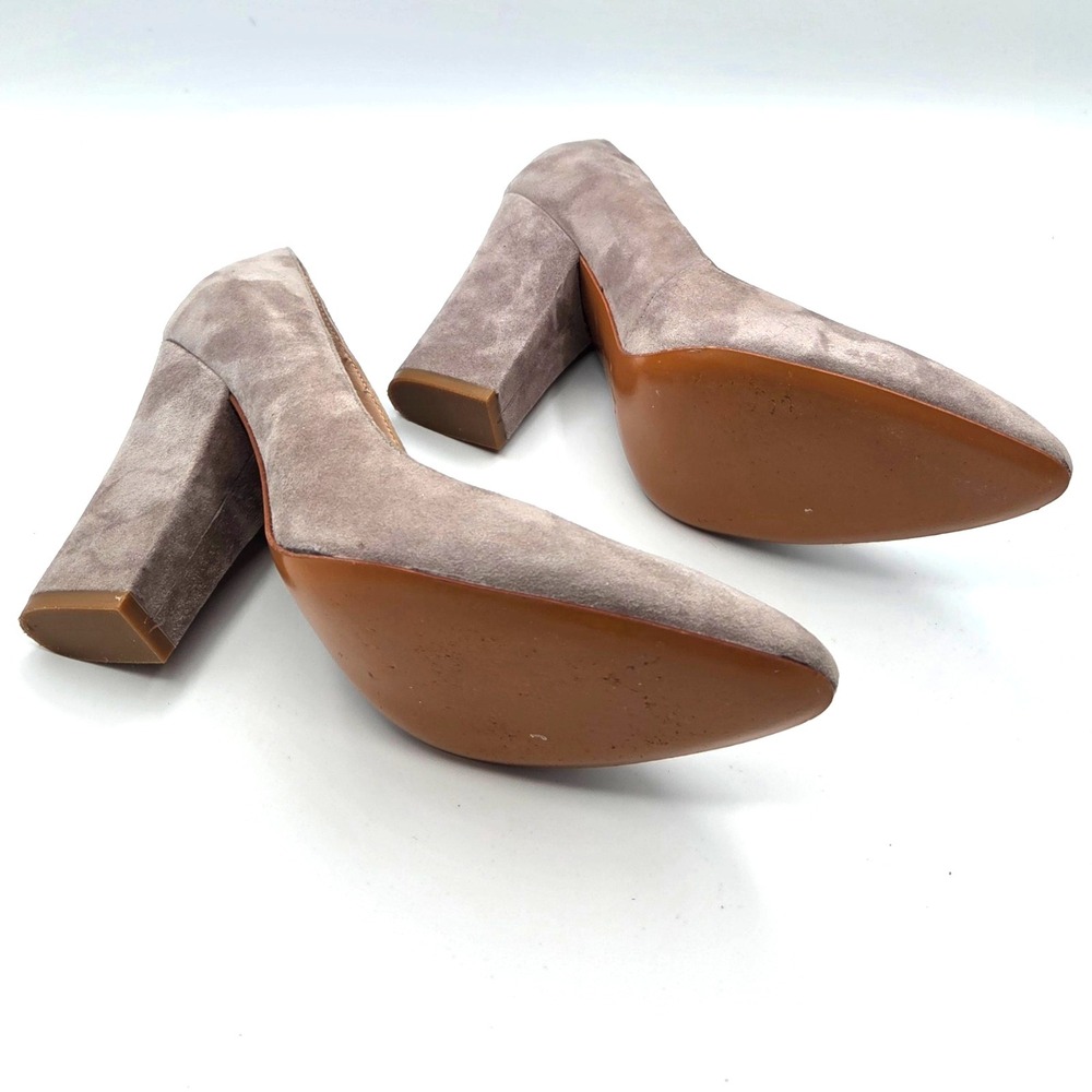 Marc Fisher Women's Pump Sz-8 Nude Beige Suede Block Heel 4" CHIC MODERN - Picture 2 of 5